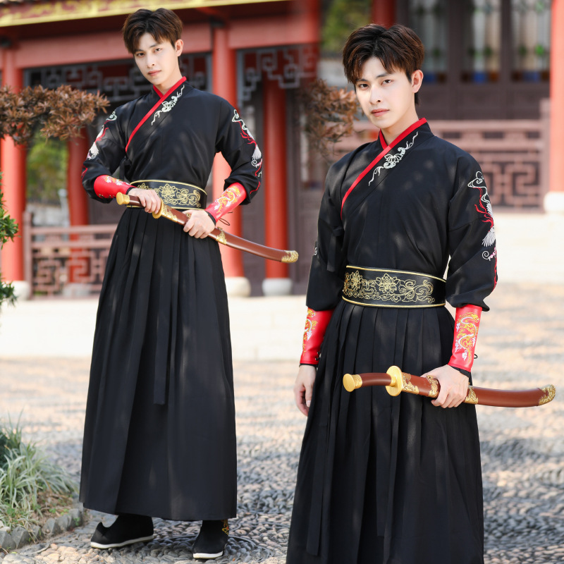 Chinese Style Dark Style Ancient Costumes Original Improved Embroidered Hanfu Men's Assassin Samurai Traditional Antique Four-Piece Set for Men Chinese Style Dark Style Ancient Costumes Original Improved Embroidered Hanfu Men's Assassin Samurai Traditional Antique Four-Piece Set for Men