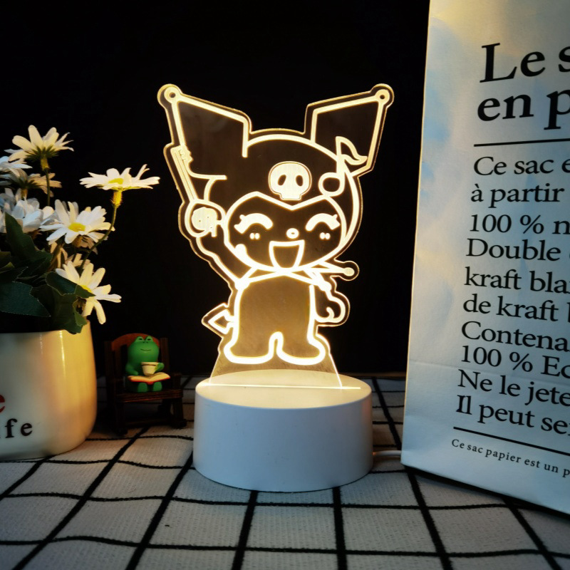 Venta caliente transfronteriza en el extranjero, nueva y extraña luz nocturna 3D, luz ambiental colorida, lámpara de mesa LED de la serie Sanrio Kulomi