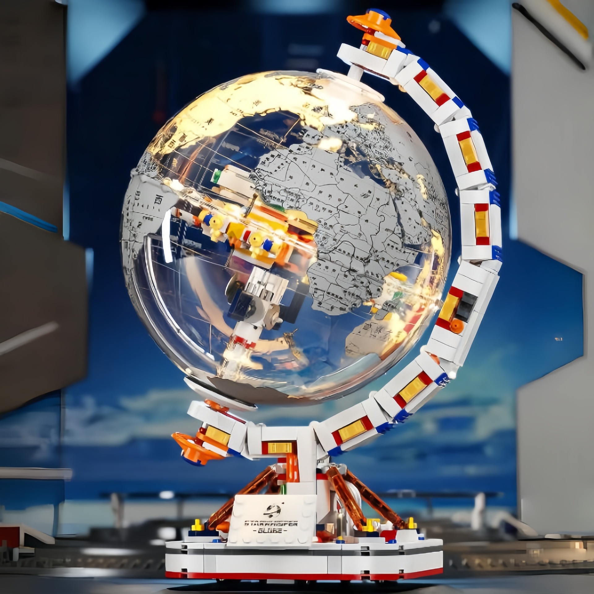 Qizhile 90104 marea espacial jugar globo luminoso Le transfronterizo juguetes para niños regalos adornos bloques de construcción