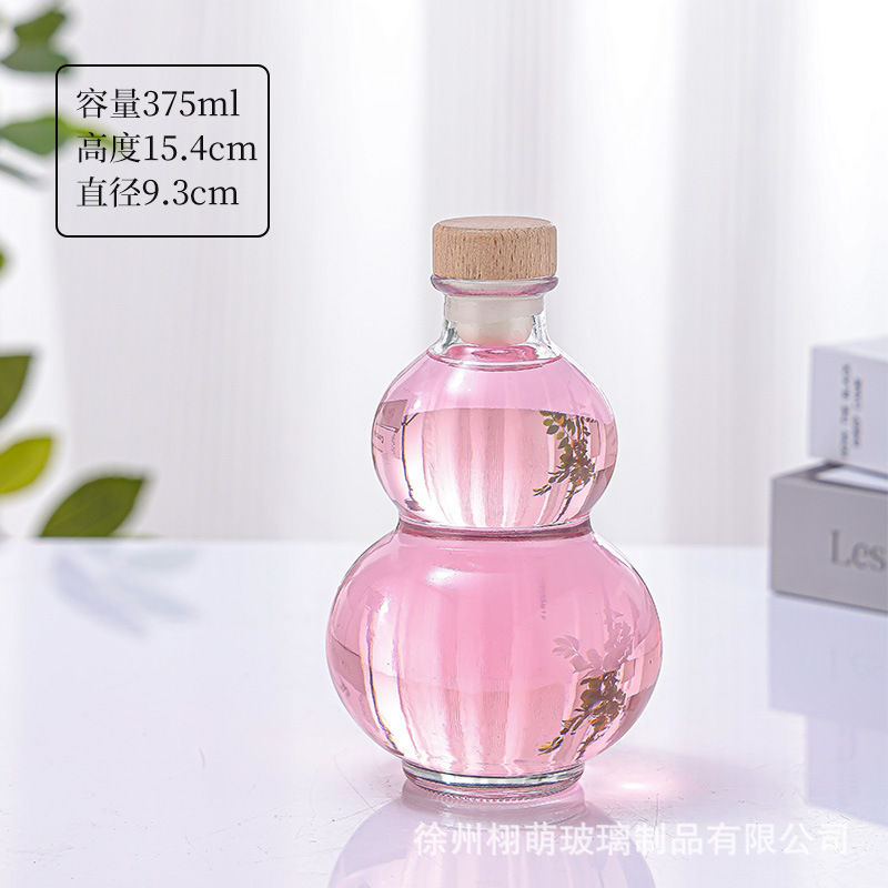 500ml创意高颜值彩色葫芦玻璃瓶密封一斤酒水饮料果汁奶茶包装瓶|undefined