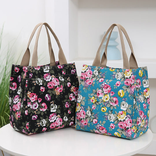 New Portable Mummy Bag Printed Portable Lunch Box Bag Vintage Fashion Handbag Work Bag in stock