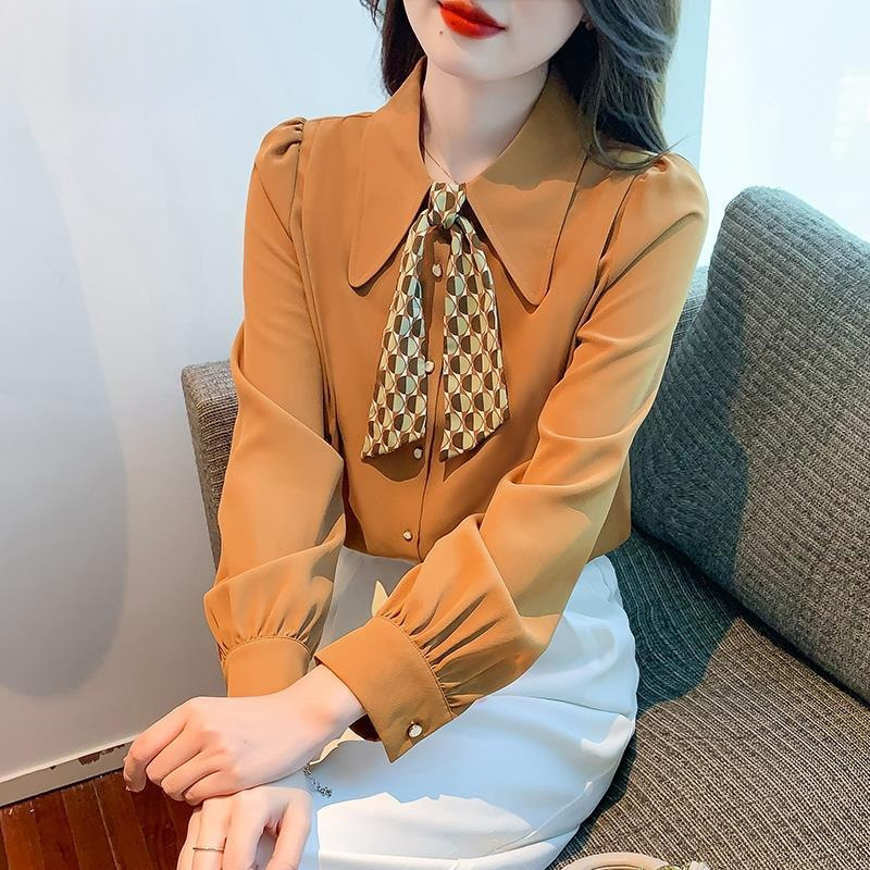 French-Style Vintage Long-Sleeve Chiffon Shirt for Women, Autumn 2026 New Fashion Loose-Fitting Stylish Blouse French-Style Vintage Long-Sleeve Chiffon Shirt for Women, Autumn 2026 New Fashion Loose-Fitting Stylish Blouse