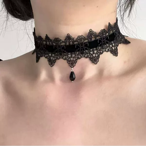Black Collar Women's Neck Strap Sexy Lace Strap Choker Rope Neck Chain Halloween Accessories Clavicle Chain