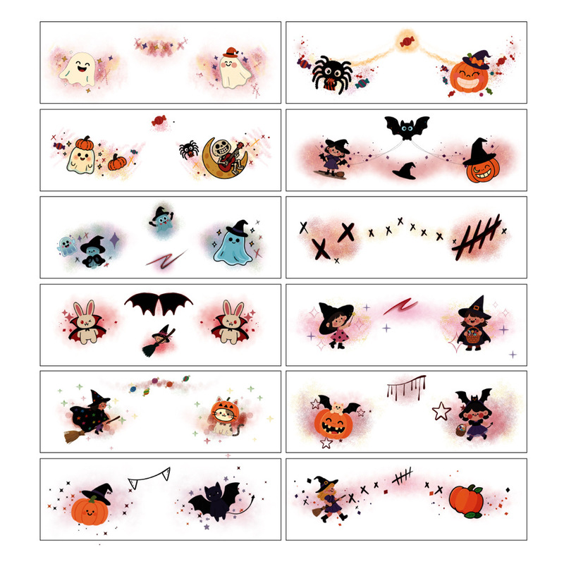 クロスボーダー新しいハロウィンカラフルなメイクアップフェイスステッカーハロウィンホリデーパーティーショー一時的なフェイシャルタトゥーステッカー|undefined