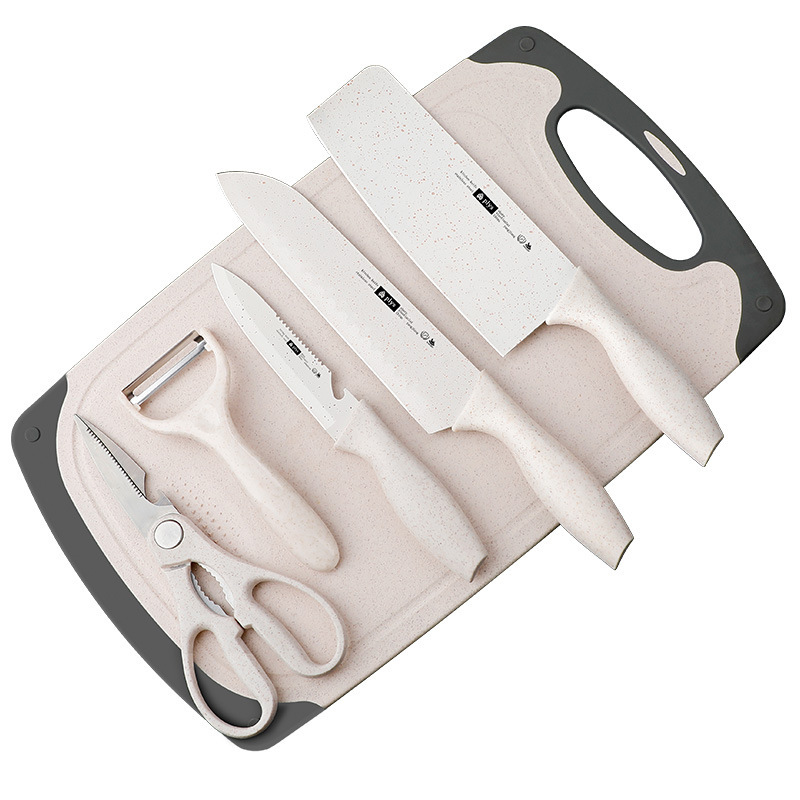 Kit de cuchillos de cocina cuchillo de cocina 2 en 1 cuchillo de frutas tablero de corte de trigo casero tablero de mesa de alimentos suplementarios para bebés