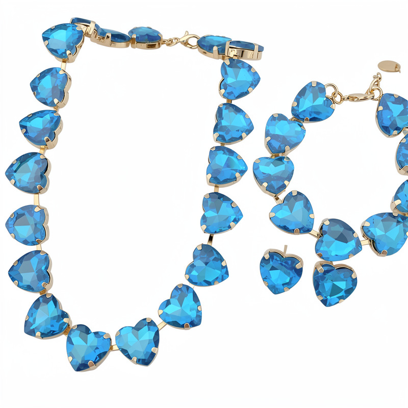 Medieval vintage diamantes amor pulsera pendientes collar ligero lujo nicho cadena clavícula de alta calidad conjunto de joyas image 6