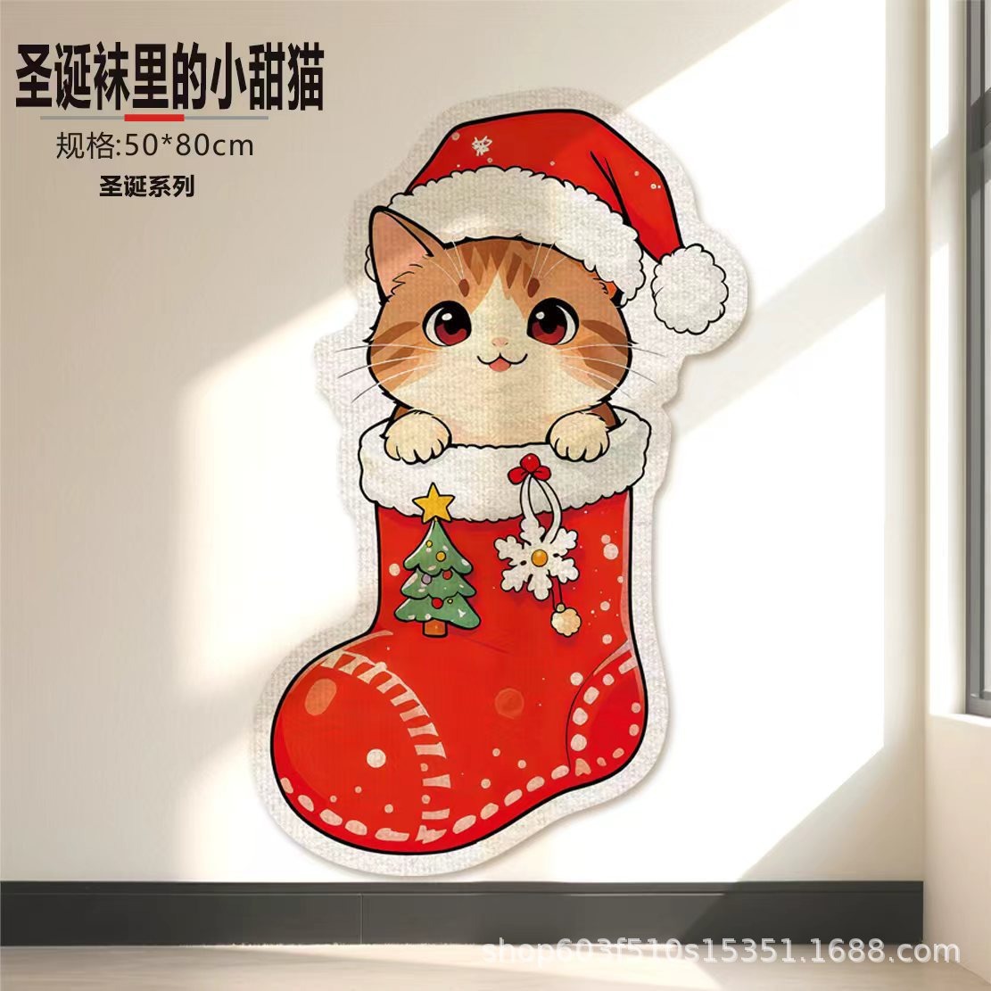 Gato dulce en calcetines de Navidad.