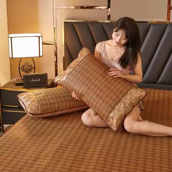 Summer mat pillowcase pillowcase a pair of summer mat envelope single ice silk single soft pillow mat pillow piece single pack