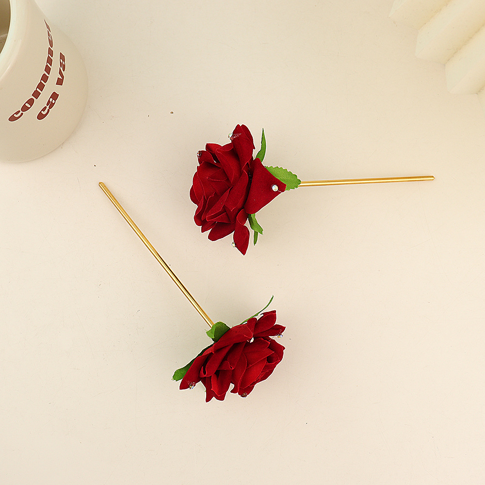 Horquilla retro francesa, diseño elegante de estrella, diamante y rosa, estilo celebridad de Internet