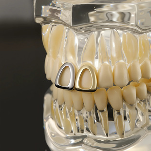 Cross-Border Hot-Selling Hollow Love Double Braces for Daily Outings, Cool Glossy Gold Teeth, Hip-Hop Versatile Side Braces