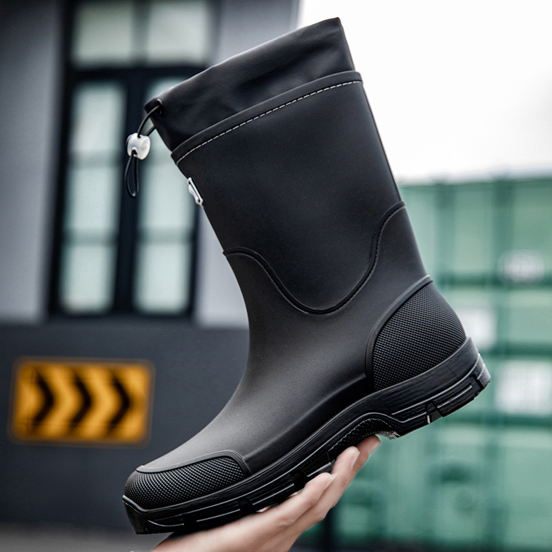 Botas de Lluvia de Caña Media Plástico y Suela de PVC Impermeable Ligero Antipolvo para Actividades al Aire Libre