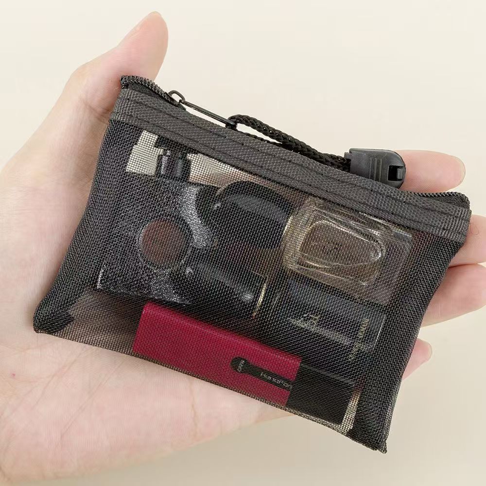 Card Mini Mesh Bag Transparent Document Bag Office Information Bag Student Test Paper Bag Portable Zipper Storage Bag