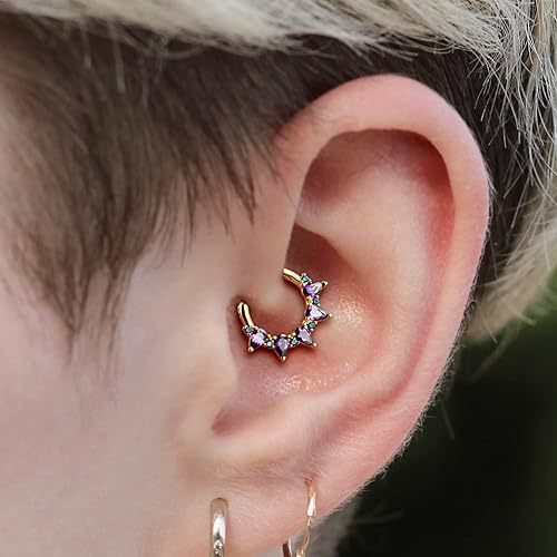 2024 Hot Selling Stainless Steel Nose Ring Zirconia Amethyst Titanium Steel Nose Jewelry for Women detail image 10