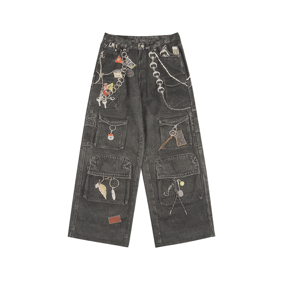 ETAI Hombre| Callejero unisex jeans casuales de alta calidad pesado pantalones de impresión de algodón image 7