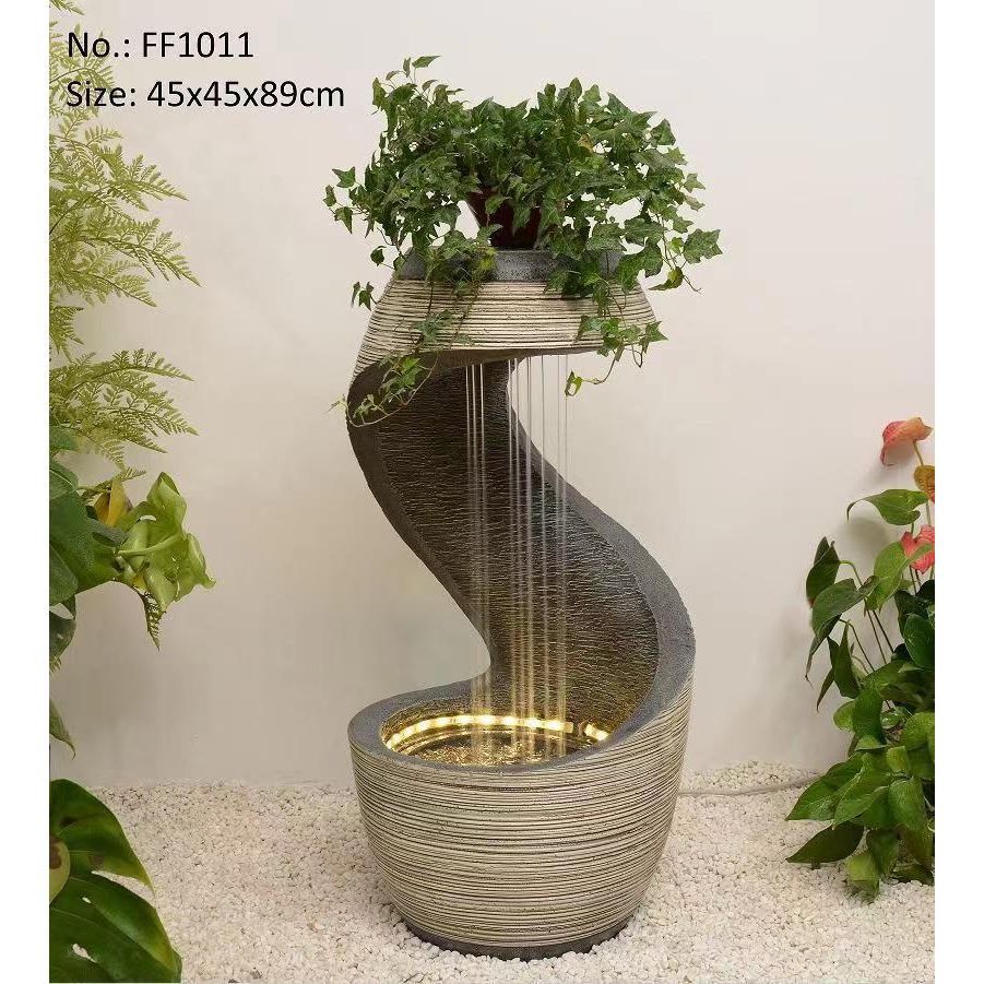 欧式轻奢流水喷泉现代客厅循环水景装饰品玄关落地加湿器摆件