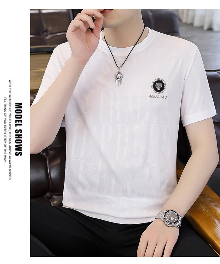 Suvine jääsiidist lühikeste varrukatega meeste 2024. aasta uus poolvarrukatega T-särk, brändi Instagram trendikad lahtised riided_voghion.com