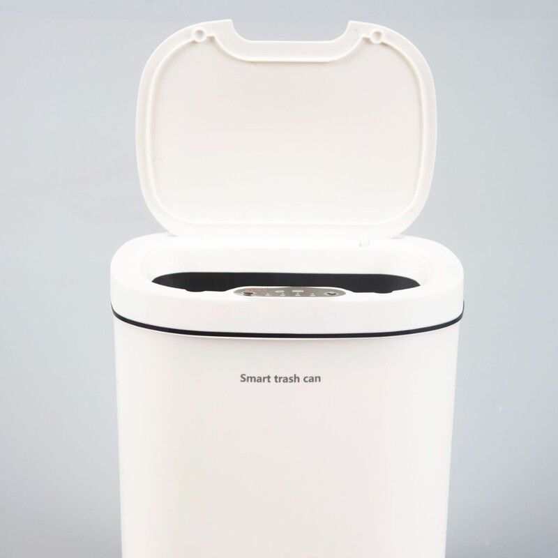 Light Energy Intelligent Trash Can Fully Automatic Inductive Electric Household Toilet with Lid Kitchen Toilet Two-color