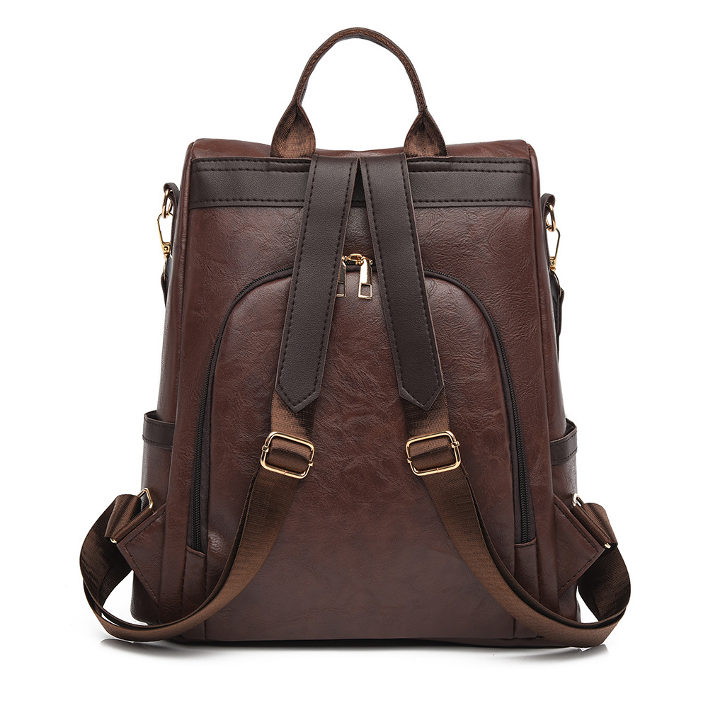 Mochila antirrobo para damas retro al por mayor transfronteriza 2025 nueva mochila multifuncional de cuero suave simple y versátil