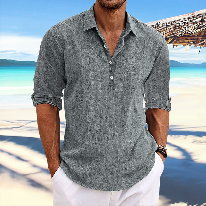 2025 Cross-Border European and American Amazon New Men's Shirt European Size Loose Long-Sleeved Home Beach Casual Shirt Men's Clothing 2025 Cross-Border European and American Amazon New Men's Shirt European Size Loose Long-Sleeved Home Beach Casual Shirt Men's Clothing