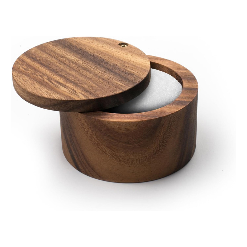 Wooden Tableware Salt Box Ideal for Storing Ocean or Kosher Salt, Spices, Etc. in a Charming Way Wooden Tableware Salt Box Ideal for Storing Ocean or Kosher Salt, Spices, Etc. in a Charming Way