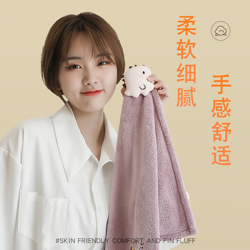 厚手のコーラルベルベット人形型ハンドタオル、壁掛け吸水タオル、かわいいハンカチ、刺繍入りハンドタオル、正方形タオル|undefined