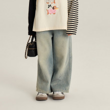男女童韩版百搭直筒牛仔裤2024秋季新款中大儿童宽松休闲长裤子潮