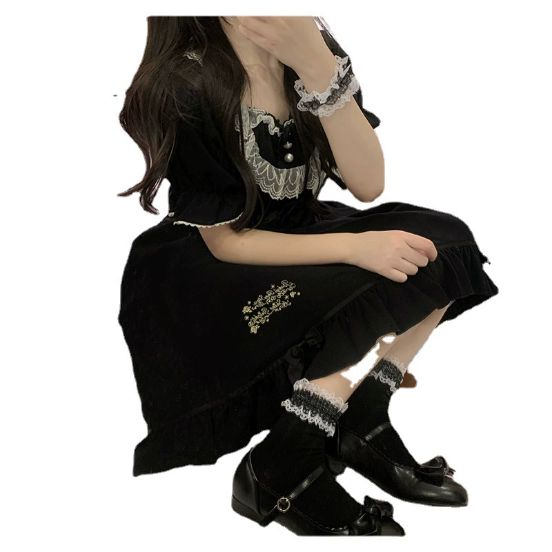 Tide, Japanese black lace bracelet, student pleated skirt, fashionable accessory, Lolita style, simple and elegant design