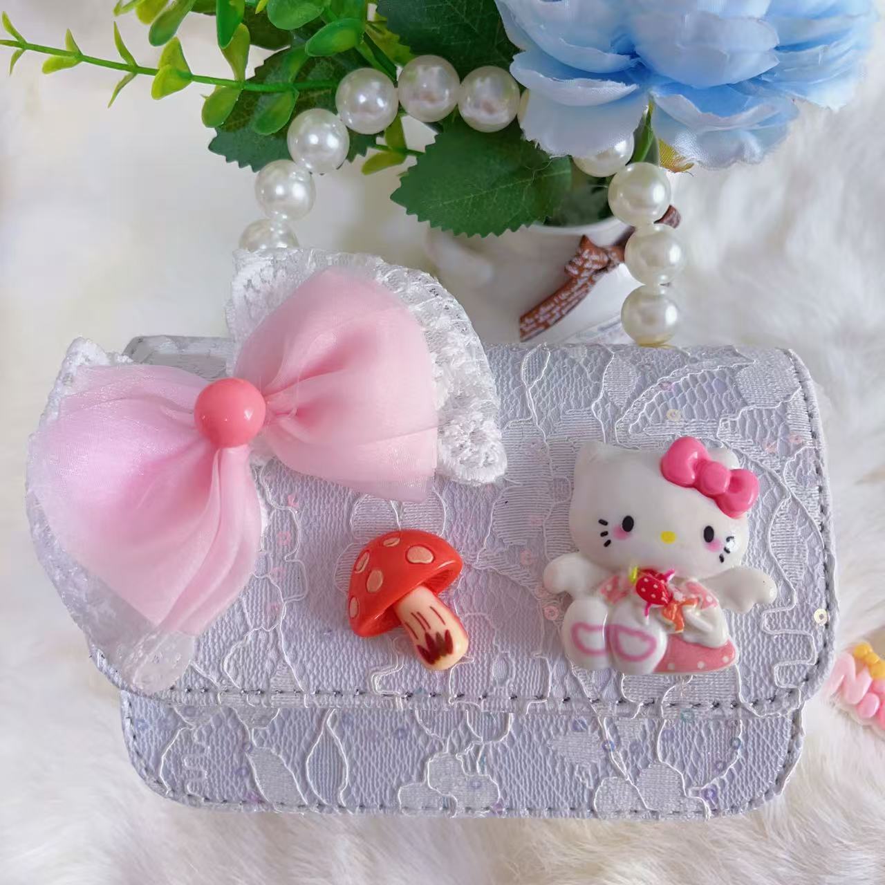 Bagos de hombro para niños primavera y verano frescos bolsos de perlas para niñas Aisha pequeña princesa bolsos de mochila de estilo extranjero