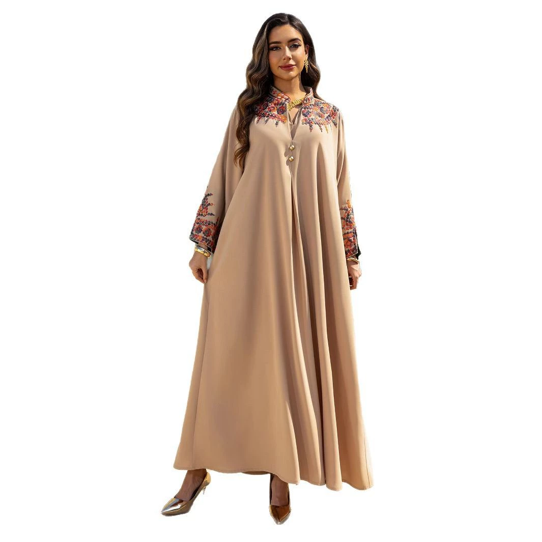 AB467 Muslim women's robe spring and summer fashion new Dubai embroidered embroidery dress jalabiya