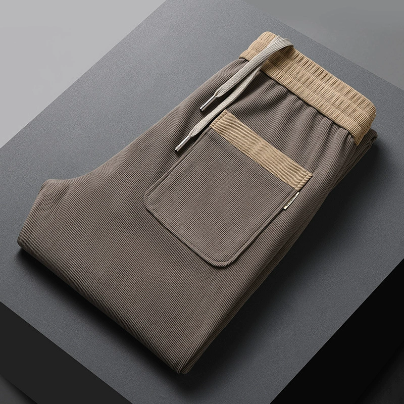 Осенние и зимние новые мужские вельветовые брюки толстые элитные брюки эластичные талии