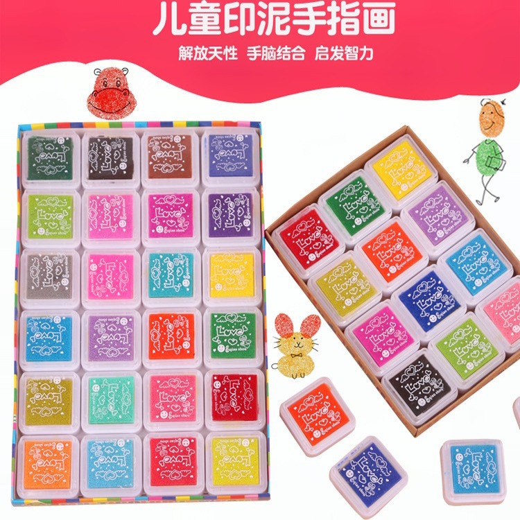 Children's Finger Painting Ink Pad Colored 24 Colors Kindergarten Safe Painting Doodle Washable Primary School Painting Tools