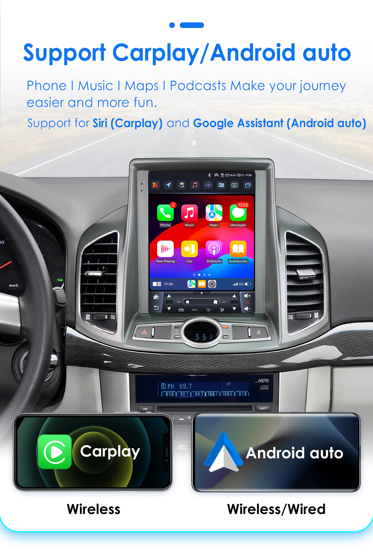 Suitable for 11-17 Models of Chevrolet Captiva Android Vertical Screen Central Control Gps Smart Car Navigation