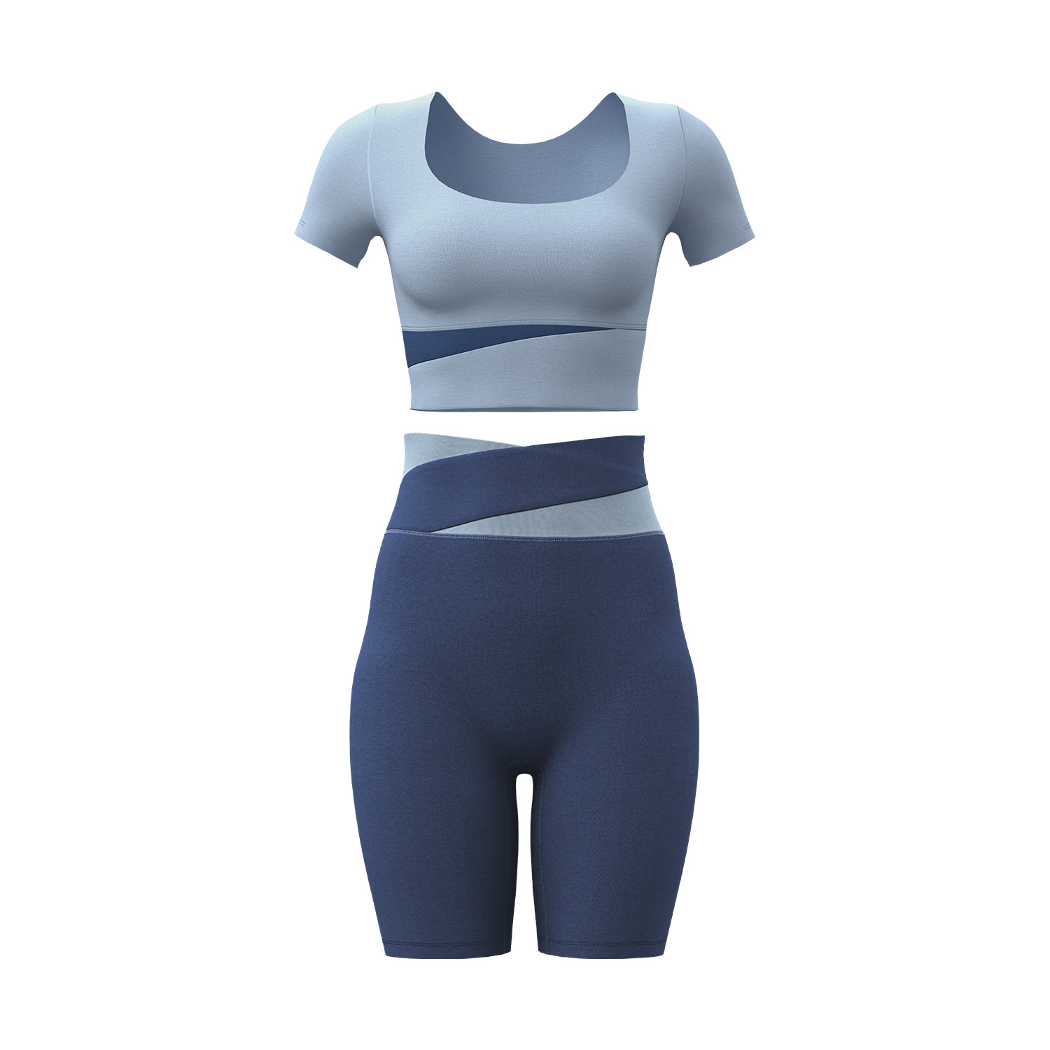 Ju Yi Tang color contraste ropa de yoga para mujeres primavera y verano abrigas cortas de umbilical de cintura alta ropa de entrenamiento para correr