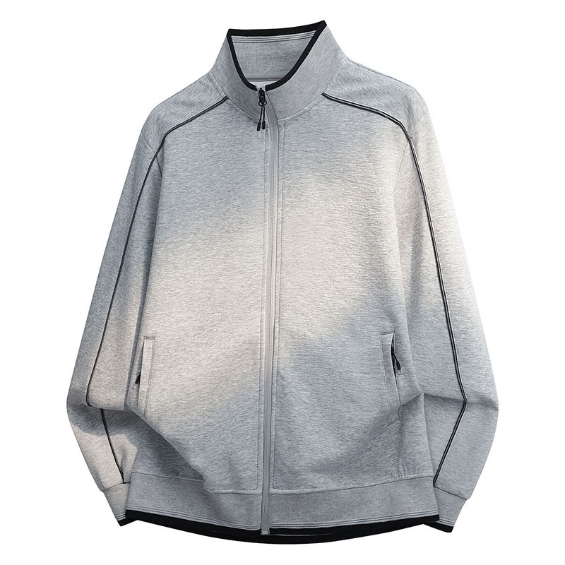 2026 Ins-Style Light Gray Sweatshirt Jacket for Young Men, Casual Stand-Collar Zip-Up Sweatshirt, Group Clothing 2026 Ins-Style Light Gray Sweatshirt Jacket for Young Men, Casual Stand-Collar Zip-Up Sweatshirt, Group Clothing
