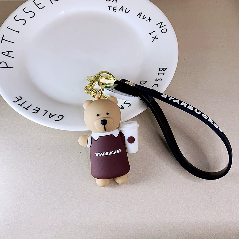 Брелок Starbucks с трехмерной cartoon, кулон, силиконовая кукла, с маленькими мишками, креативный подарок