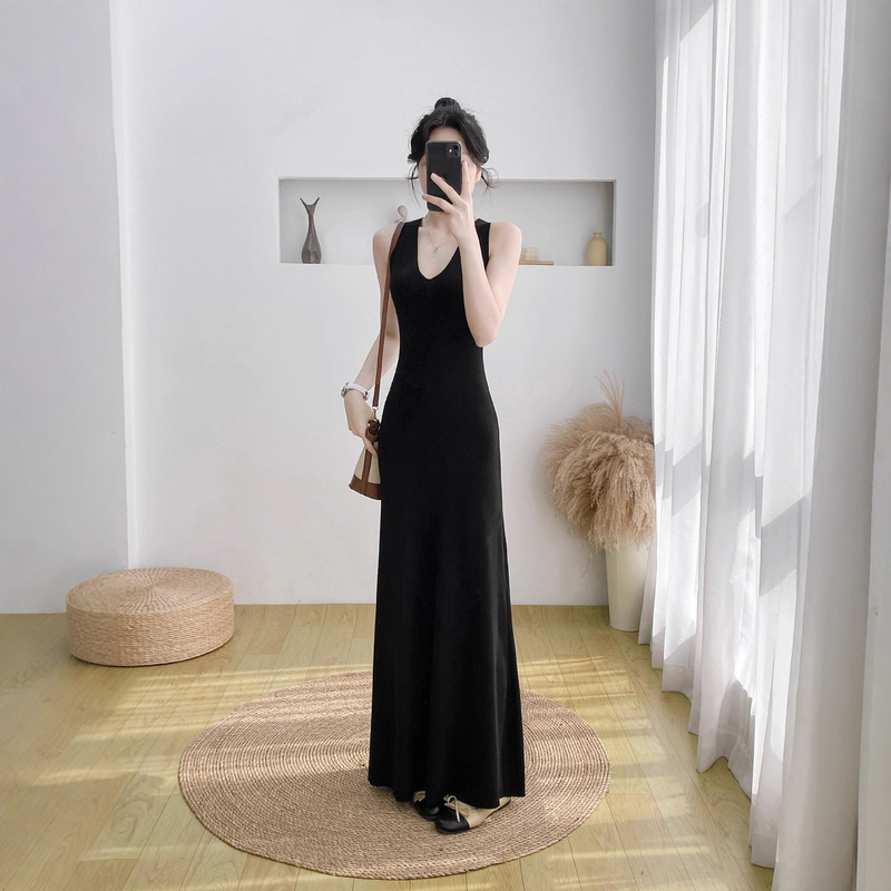 Tall and Long Suspender Dress, Slimming and Elegant, New Sleeveless Loose Solid Color Long Dress for Autumn Women
