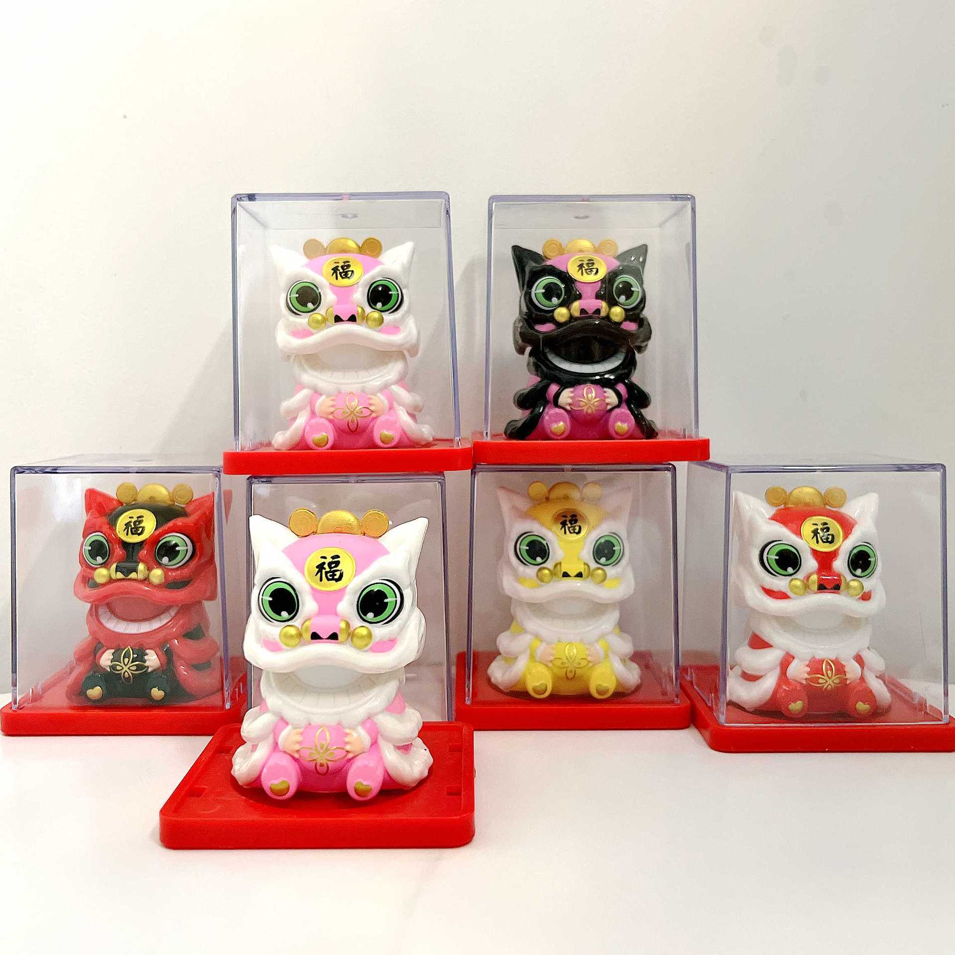 2inch Solar Lion Dance Chinese Style Auspicious Lion Dance Home Car Ornament Annual Meeting Gift