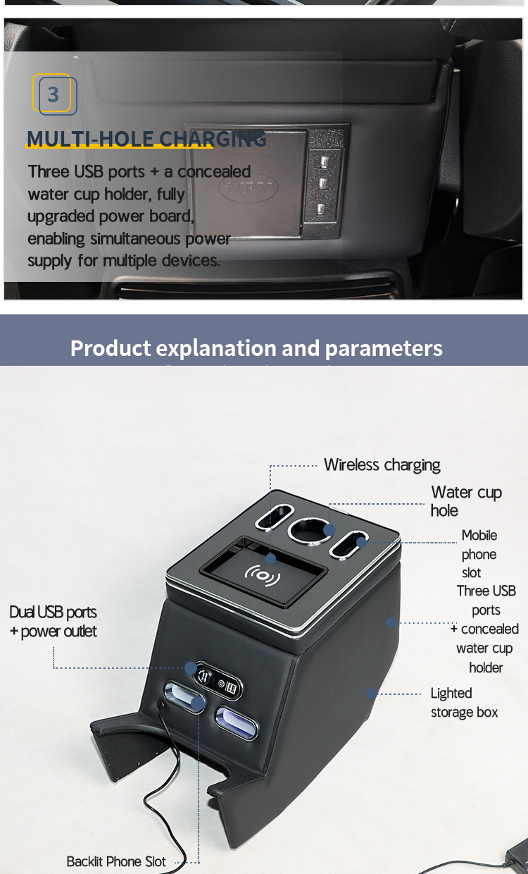 Suitable for Mercedes-Benz V-Class Vito V250 Armrest Storage Box V220D Storage Box Car Armrest Box Modification