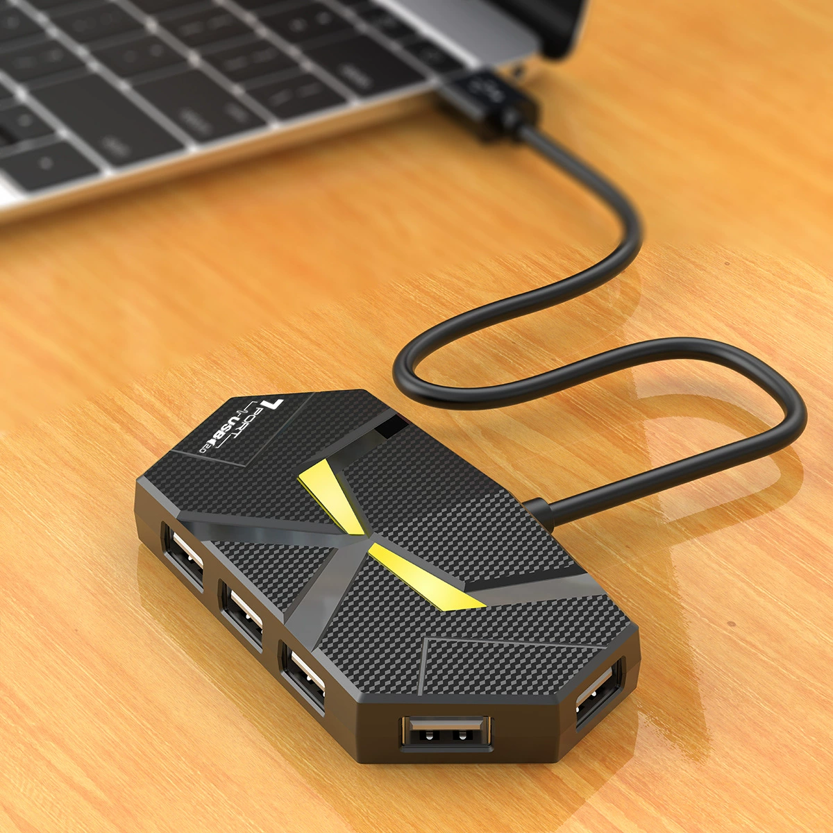 New colorful aura light HUB2.0 liner extension laptop computer one-to-multiple-turn with power supply