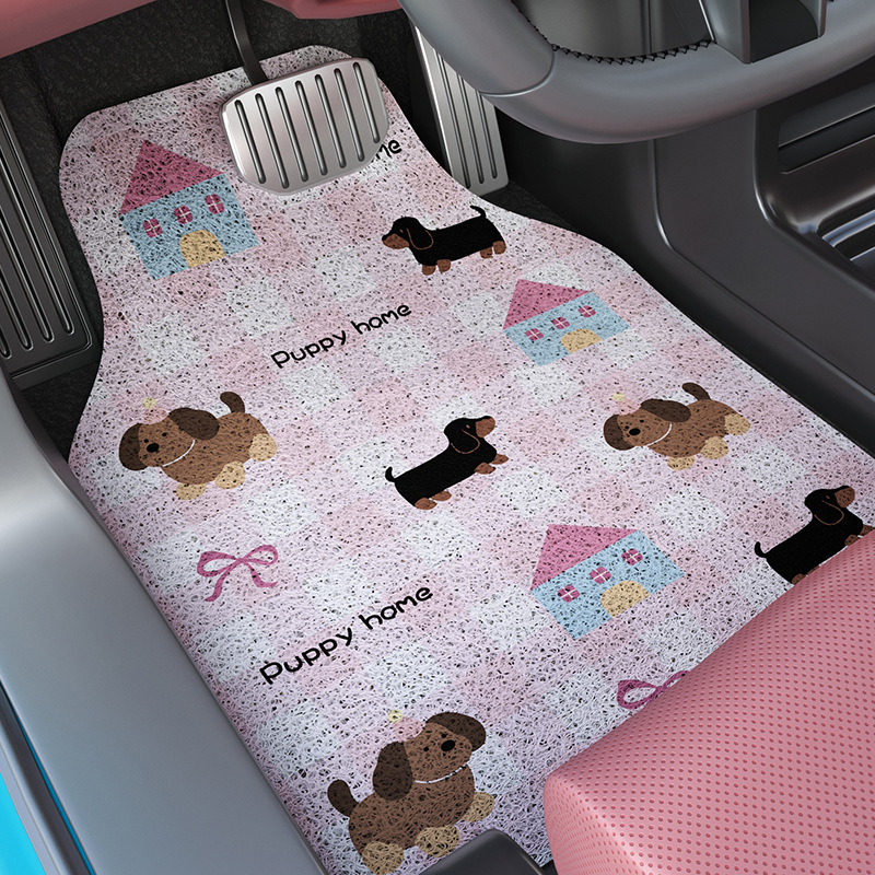 Cojín de protección de una sola hoja para niñas de automóvil de corte libre alfombra antisucia decoración adorable esterilla antideslizante de dibujos animados