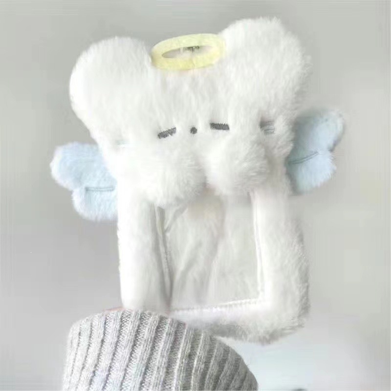 Cute ángel cerdo de peluche 3 pulgadas tarjeta de visualización tarjeta de estudiante colgante tarjeta de comida cubierta protectora
