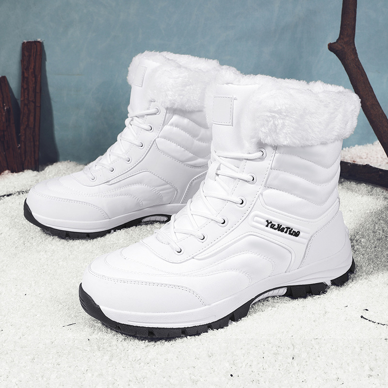 Botas de nieve transfronterizas de invierno para hombres y mujeres con zapatos de algodón calientes antideslizantes zapatos de altura media de tamaño grande comercio exterior