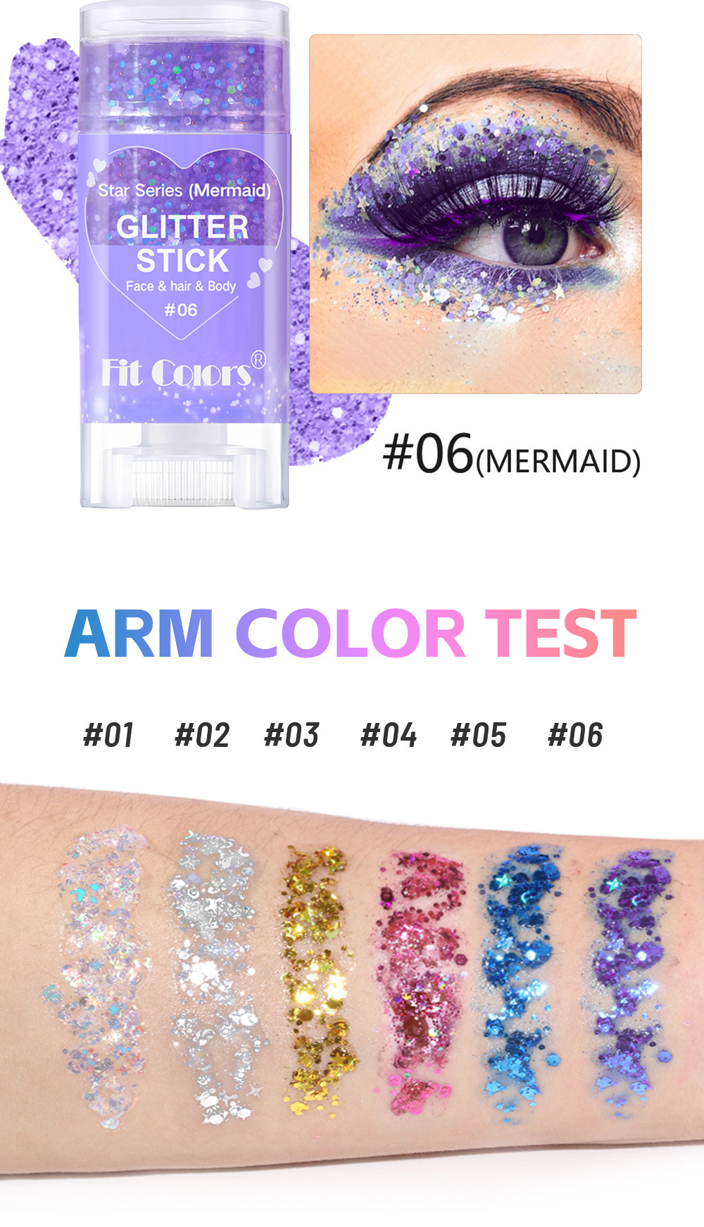 Fit Colors 6-color body painting, sequined stick face, lip star glitter eyeshadow, festival stage makeup undefined