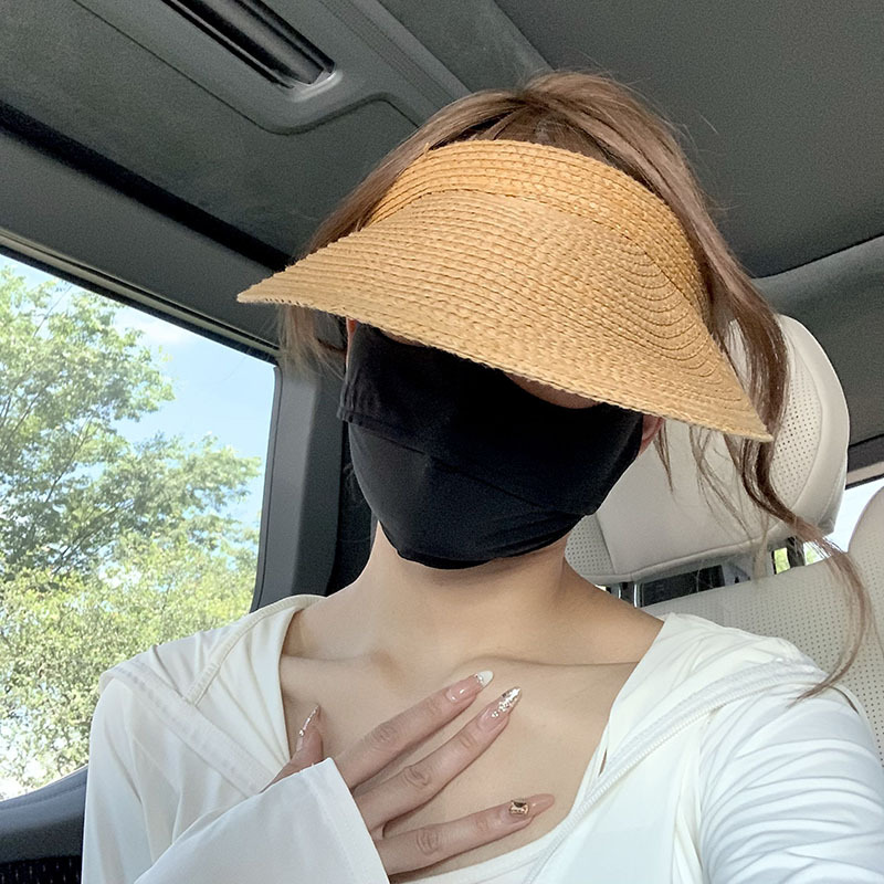 Máscara de protección solar de nailon completo, nueva máscara de color sólido de verano, cara de seda de hielo de alto valor, máscara de viento de conducción de estilo Gini