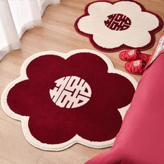 Red Wedding Entrance Runner Flower Pattern Foot Mat Bedside Rug Entrance Entrance Mat Wedding Room Living Room Festive Double Happiness Mat