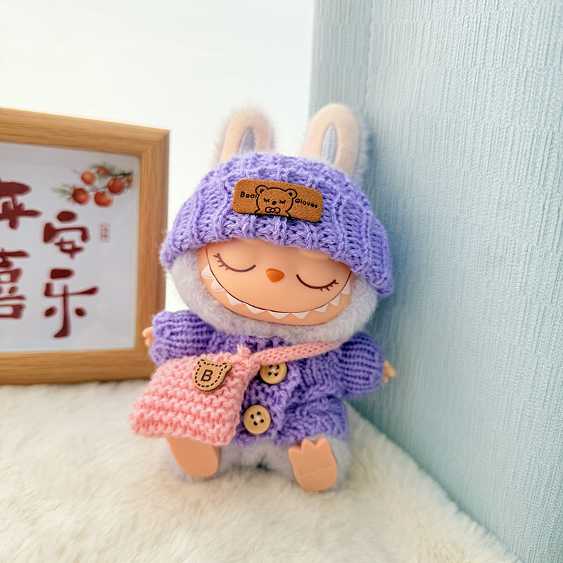 Solo ropa] Llavero de primera y segunda generación Labubu colgante de ropa Rabubu ropa de bebé suéter de punto traje de sombrero