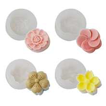 4款不同花朵香薰蜡烛模具DIY手工皂糕点冰皮流心月饼烘焙硅胶模具