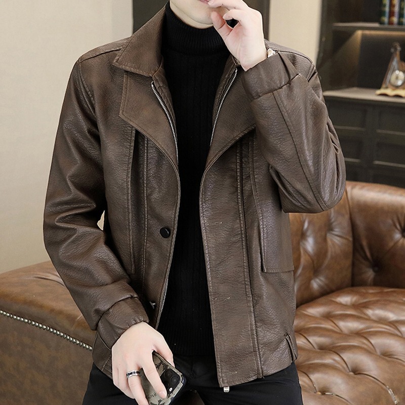 Cross-Border Autumn New Men's Retro Motorcycle Soft Leather Jacket Genuine Leather American Youth Short Bomber Jacket