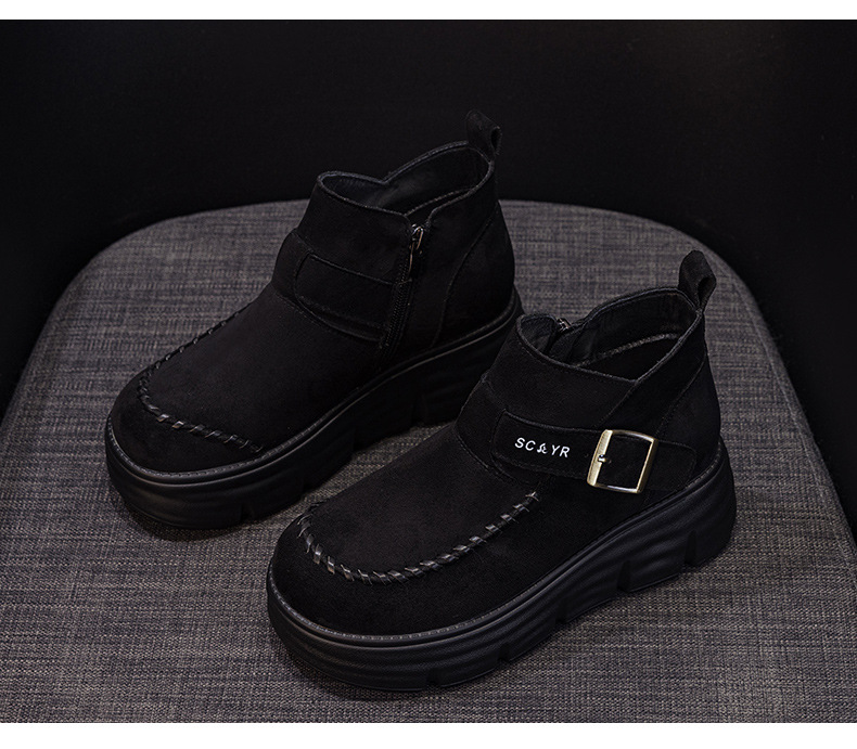 Giày boot nữ cổ cao đế dày tăng chiều cao phong cách Anh quốc cổ điển — M2961 màu đen, Lạc đà M2961, M2961 màu nâu, M2961 màu vàng chi tiết 35