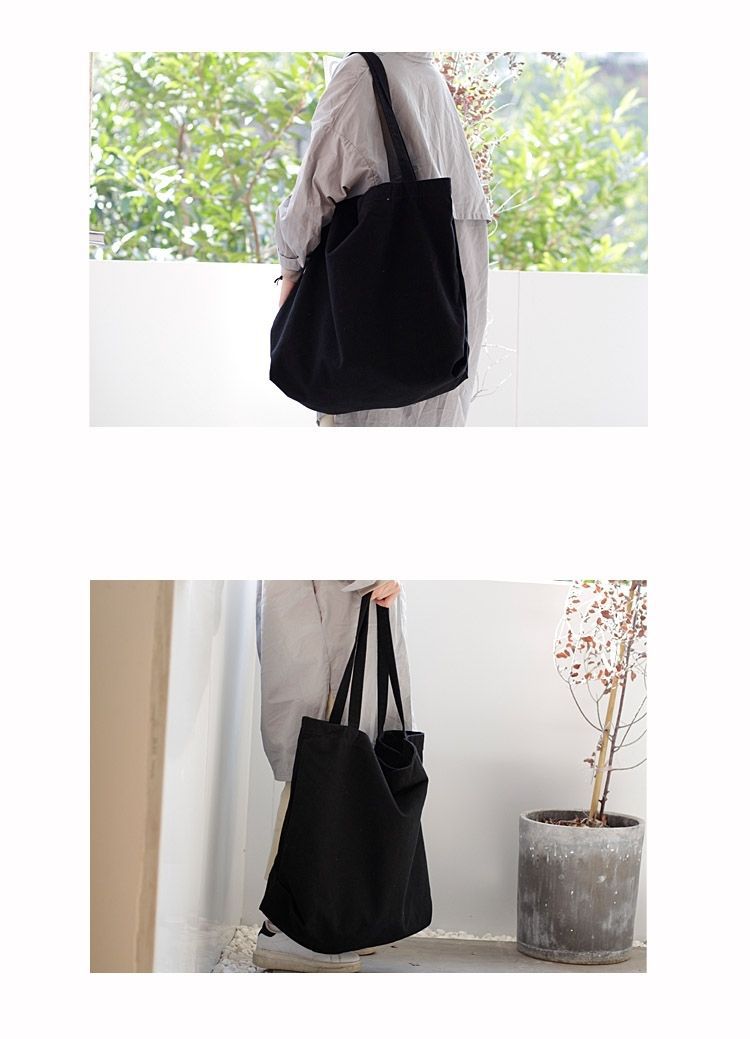 New suburban Japanese style canvas bag, large capacity single shoulder shopping bag, versatile, simple, everyday literary